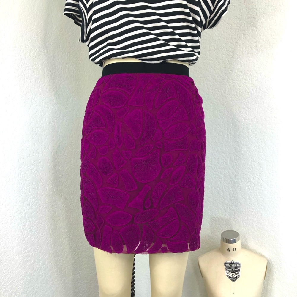 Adam Lippes Mesh Applique Silk Cocktail Mini Skirt